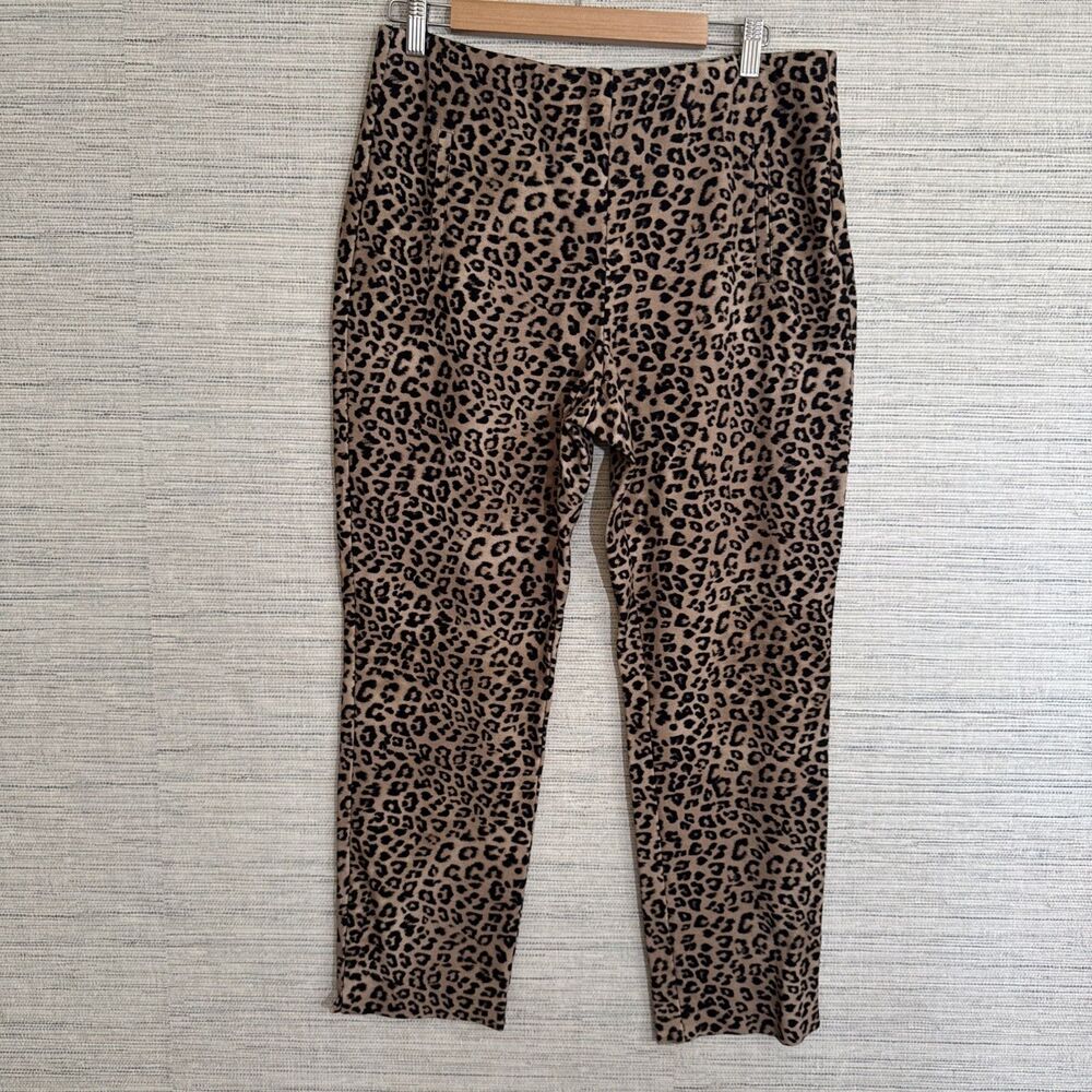Chicos Pants Womens 1 US 10 Brown Cheetah Print So Slimming Juliet Ankle Pull On